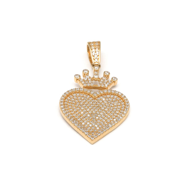 Dije diseño especial con circonias motivo corazón en oro amarillo 14 kilates.