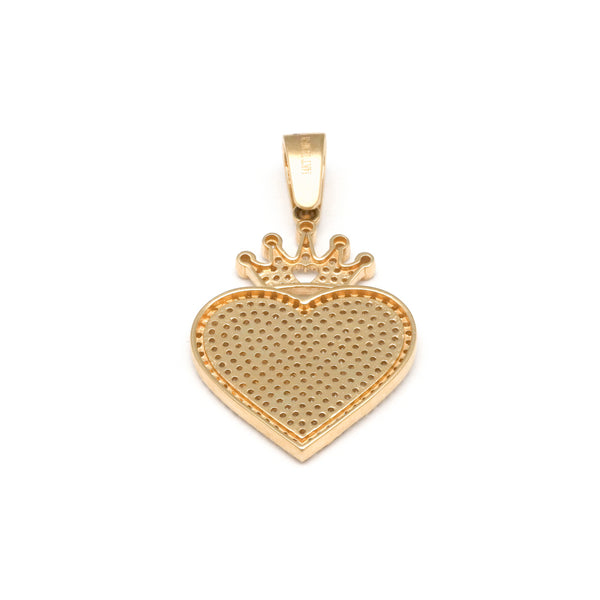 Dije diseño especial con circonias motivo corazón en oro amarillo 14 kilates.