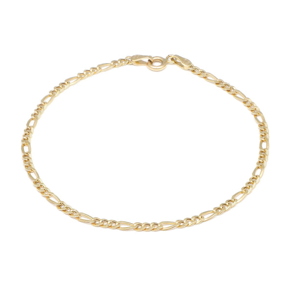 Pulsera de tres eslabones por uno en oro amarillo 14 kilates.
