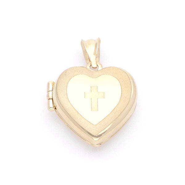 Dije guardapelo liso motivo corazón en oro amarillo 14 kilates.
