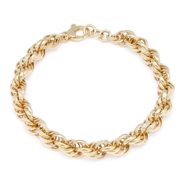 Pulsera eslabón torzal en oro amarillo 14 kilates.