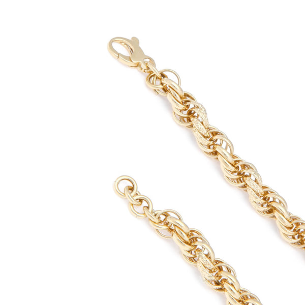 Pulsera eslabón torzal en oro amarillo 14 kilates.