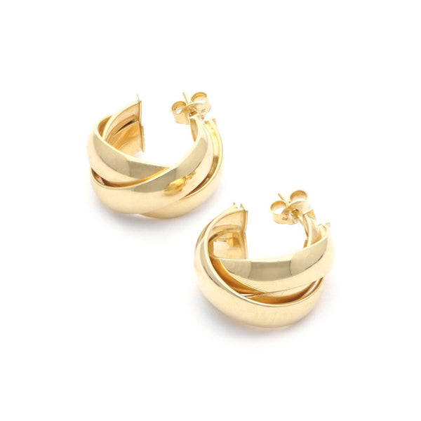 Aretes lisos en oro amarillo 14 kilates.