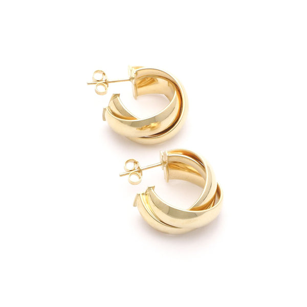 Aretes lisos en oro amarillo 14 kilates.