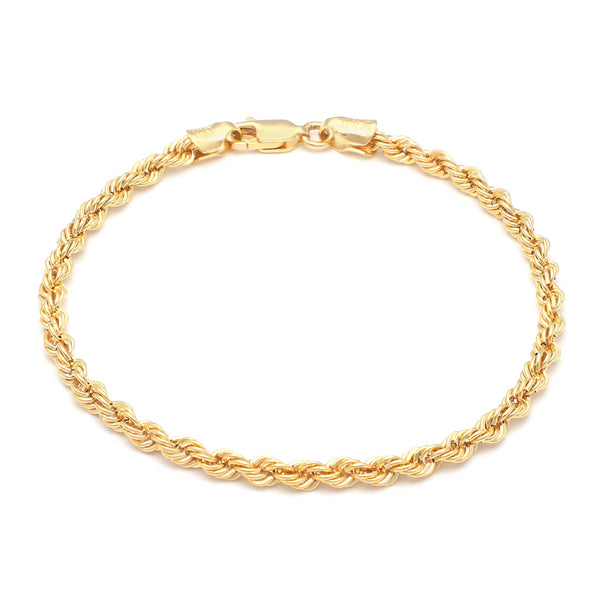 Pulsera eslabón torzal en oro amarillo 14 kilates.