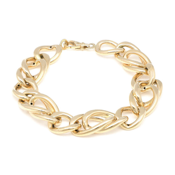 Pulsera eslabón barbado en oro amarillo 14 kilates.