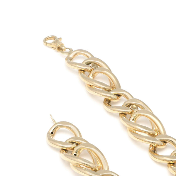 Pulsera eslabón barbado en oro amarillo 14 kilates.