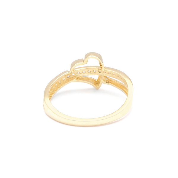 Anillo diseño especial motivo corazón con circonias en oro amarillo 14 kilates.