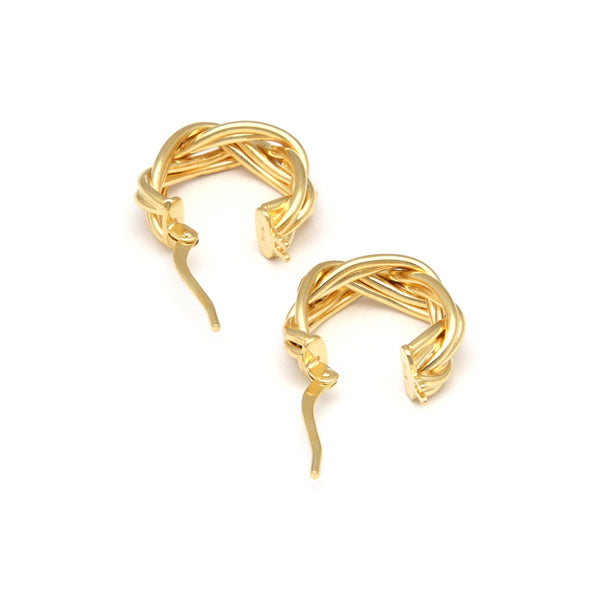 Arracadas trenzadas en oro amarillo 14 kilates.