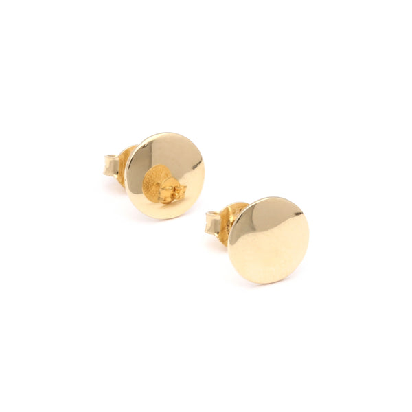Aretes lisos motivo círculo en oro amarillo 14 kilates.
