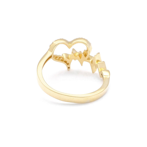 Anillo diseño especial motivo corazón con circonias en oro amarillo 14 kilates.