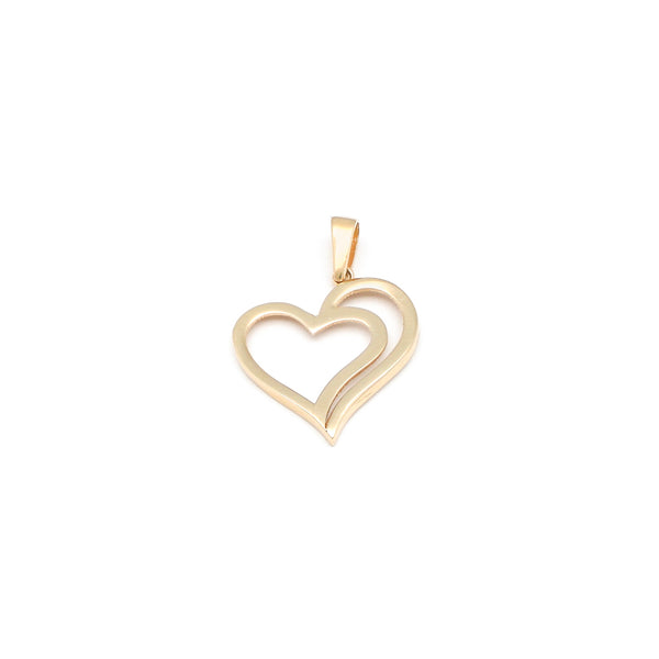 Dije liso motivo corazón en oro amarillo 14 kilates.