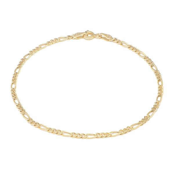 Pulsera de tres eslabones por uno en oro amarillo 14 kilates.
