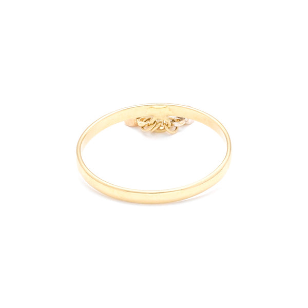 Anillo liso con colgantes en oro tres tonos 14 kilates.