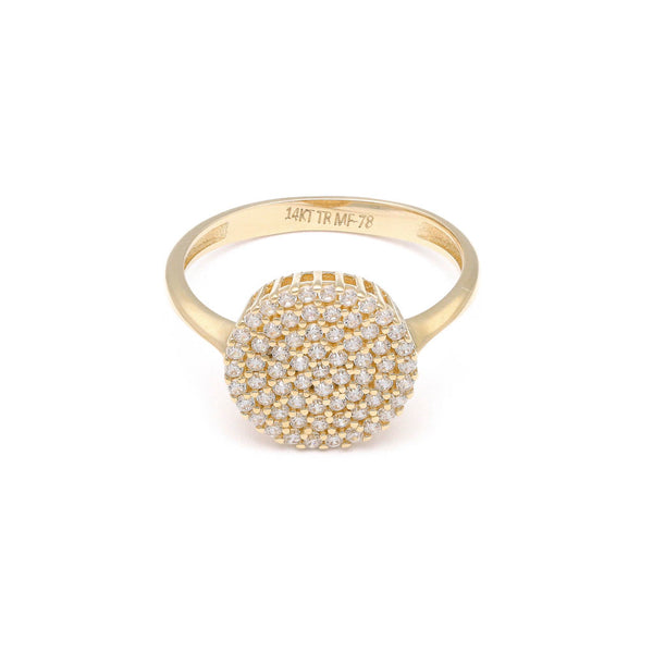 Anillo diseño especial con circonia en oro amarillo 14 kilates.