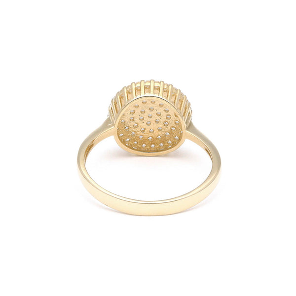 Anillo diseño especial con circonia en oro amarillo 14 kilates.