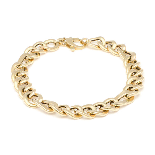 Pulsera eslabón barbado en oro amarillo 14 kilates.