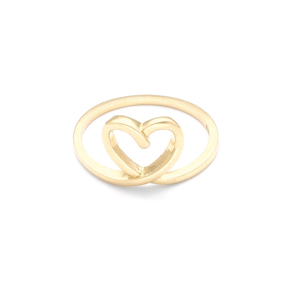 Anillo estilizado motivo corazón en oro amarillo 14 kilates.