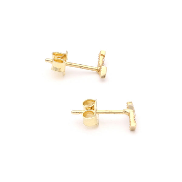 Aretes diseño especial con circonias en oro amarillo 14 kilates.