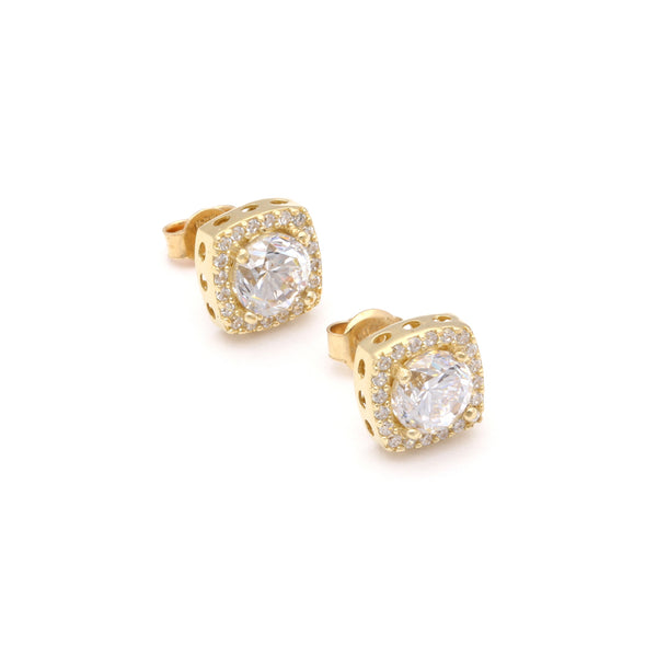 Aretes calados con circonias en oro amarillo 14 kilates.