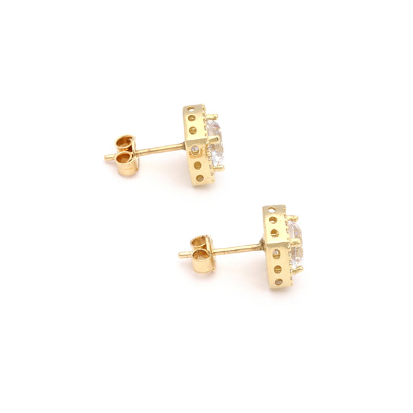 Aretes calados con circonias en oro amarillo 14 kilates.