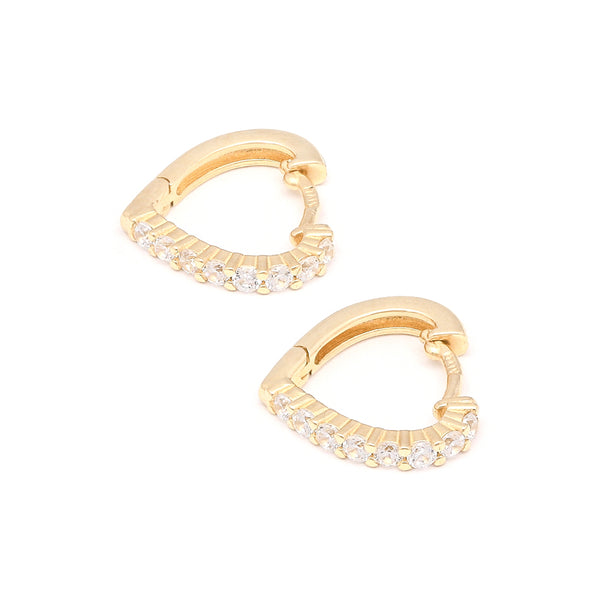 Arracadas diseño especial motivo corazón con circonias en oro amarillo 14 kilates.