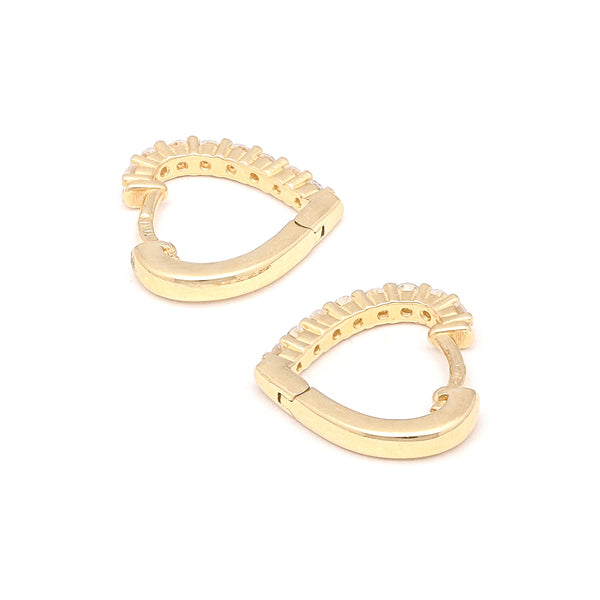 Arracadas diseño especial motivo corazón con circonias en oro amarillo 14 kilates.