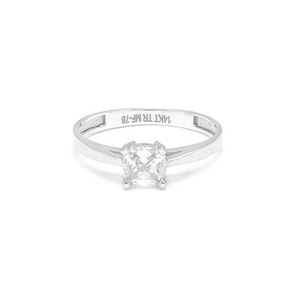Anillo de compromiso con circonia en oro blanco 14 kilates.