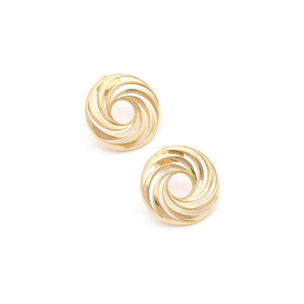 Aretes calado motivo espiral en oro amarillo 14 kilates.