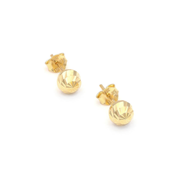 Aretes diseño especial motivo esfera en oro amarillo 14 kilates.