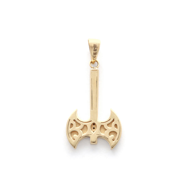 Dije diseño especial motivo hecha con sintéticos en oro amarillo 14 kilates.