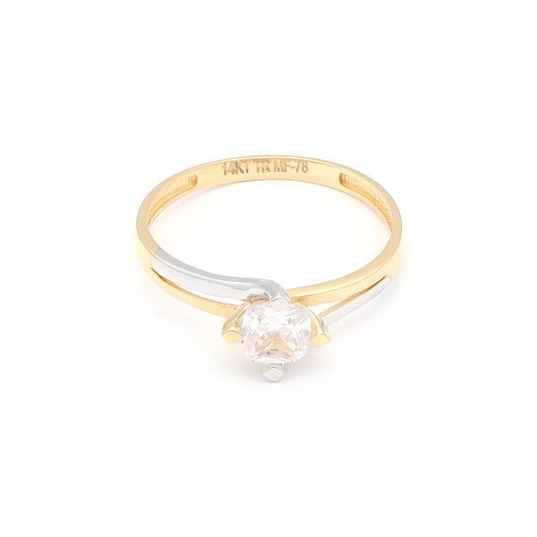 Anillo de compromiso con circonia en oro amarillo 14 kilates.