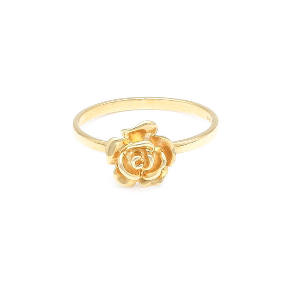 Anillo diseño especial motivo rosa en oro amarillo 14 kilates.
