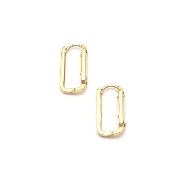 Aretes estilizados con madre perla en oro amarillo 14 kilates.
