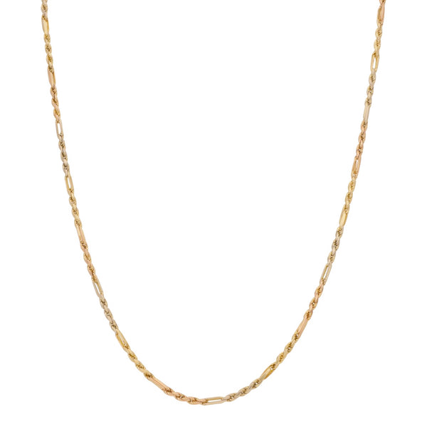 Collar eslabón combinado en oro dos tonos 14 kilates.