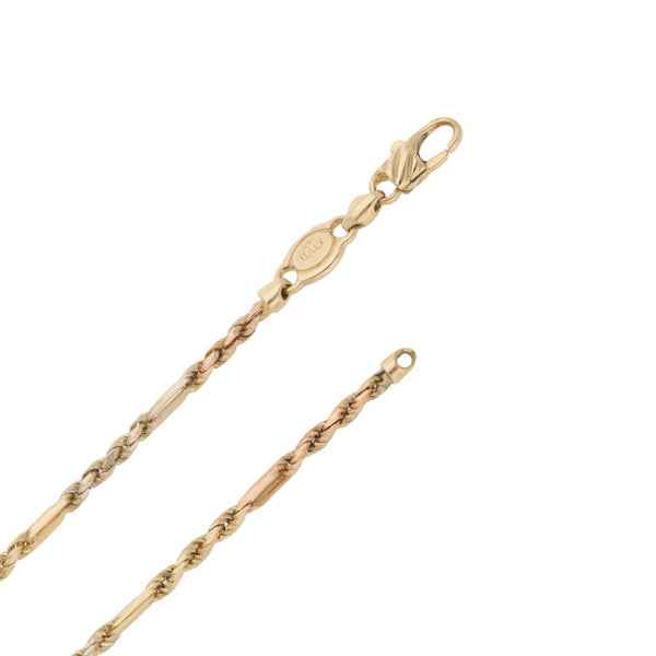 Collar eslabón combinado en oro dos tonos 14 kilates.