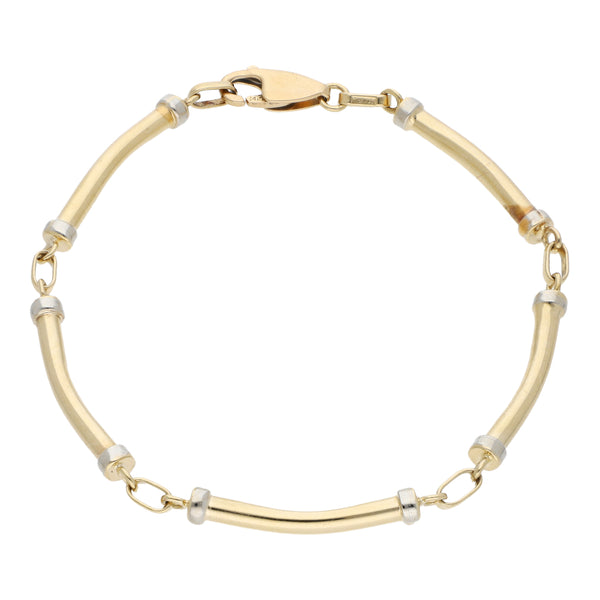 Pulsera eslabón combinado en oro amarillo 14 kilates.