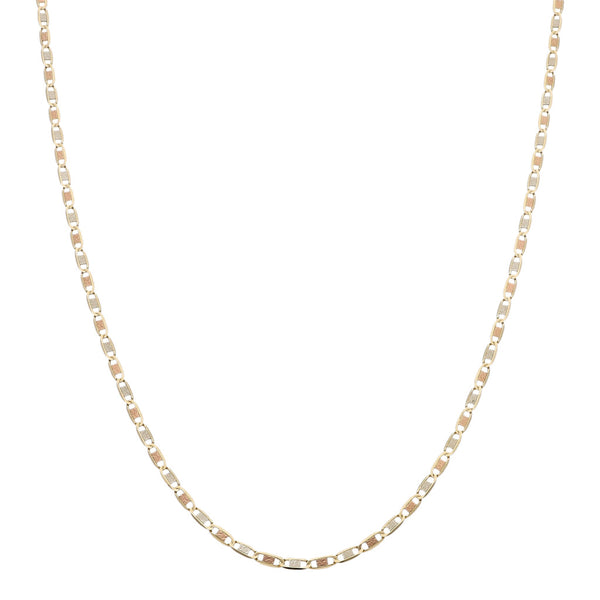 Collar eslabón nudo marino en oro tres tonos 14 kilates.