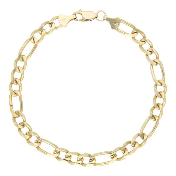 Pulsera de tres eslabones por uno en oro amarillo 14 kilates.