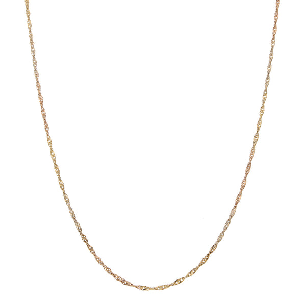Collar eslabón torzal en oro tres tonos 14 kilates.