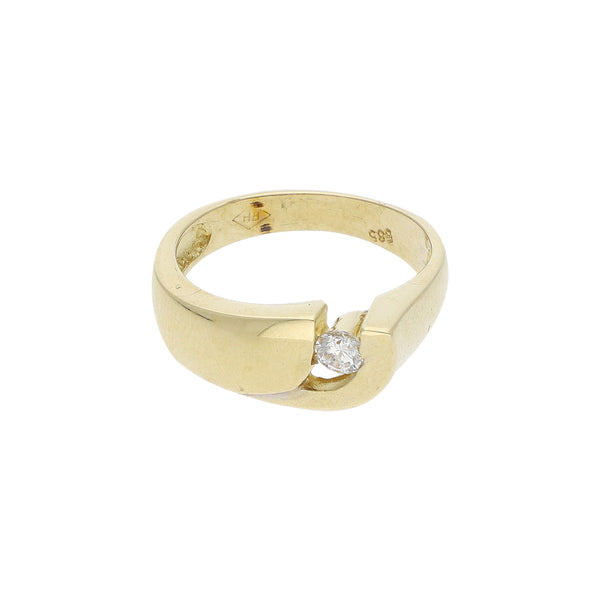 Anillo de compromiso con sintético en oro amarillo 14 kilates.