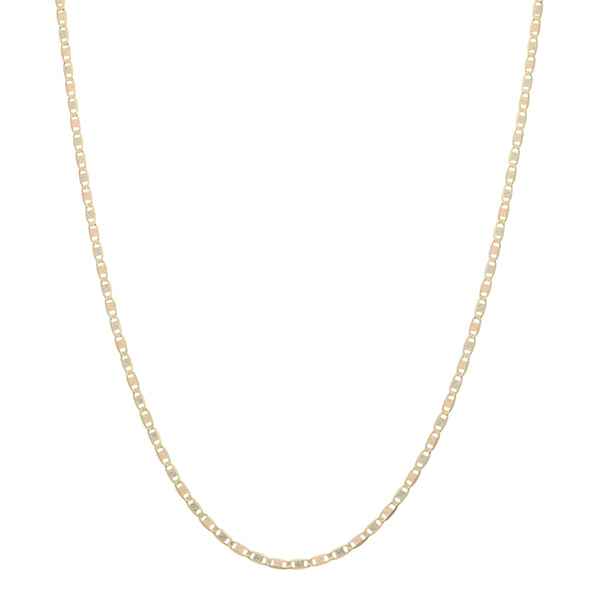 Collar eslabón nudo marino en oro tres tonos 14 kilates.