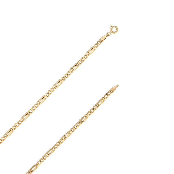 Collar eslabón combinado y crucifijo tubular en oro amarillo 14 kilates.
