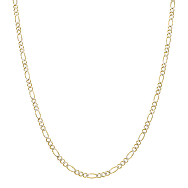 Collar de tres eslabones por uno Platinado en oro amarillo 14 kilates.