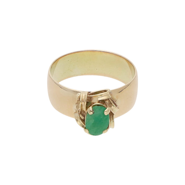 Anillo diseño especial con esmeralda en oro amarillo 12 kilates.