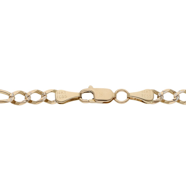Pulsera de tres eslabones por uno platinados en oro amarillo 14 kilates.