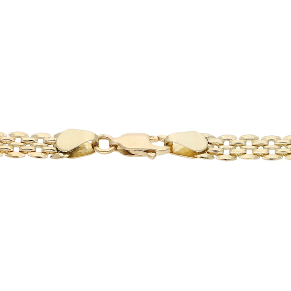Pulsera eslabón laminado en oro amarillo 14 kilates.