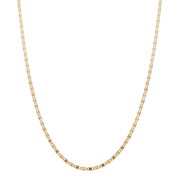 Collar eslabón nudo marino en oro tres tonos 14 kilates.