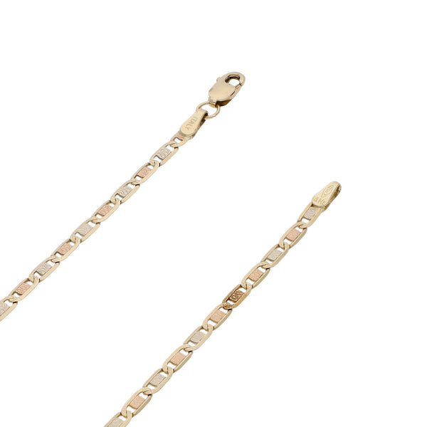 Collar eslabón nudo marino en oro tres tonos 14 kilates.