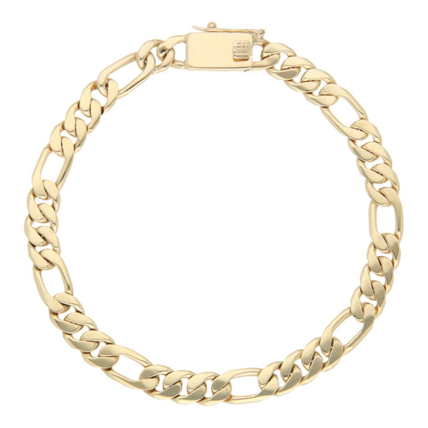 Pulsera de tres eslabones por uno en oro amarillo 14 kilates.